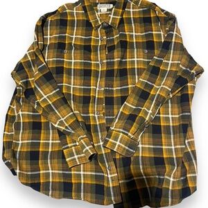 Duluth Shirt Mens 2XL Flannel Button Down Yellow Plaid Long Sleeve Relaxed